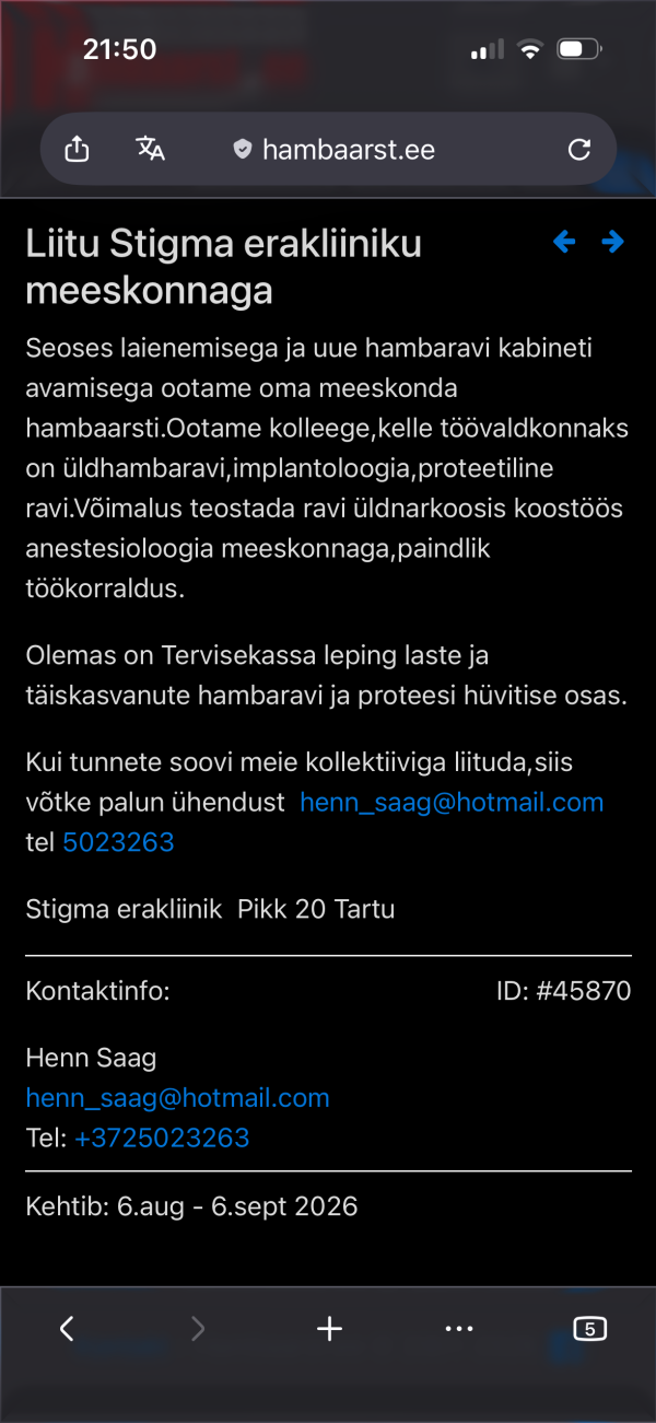 stigma erakliinik otsib oma kollektiivi uusi tootajaid
