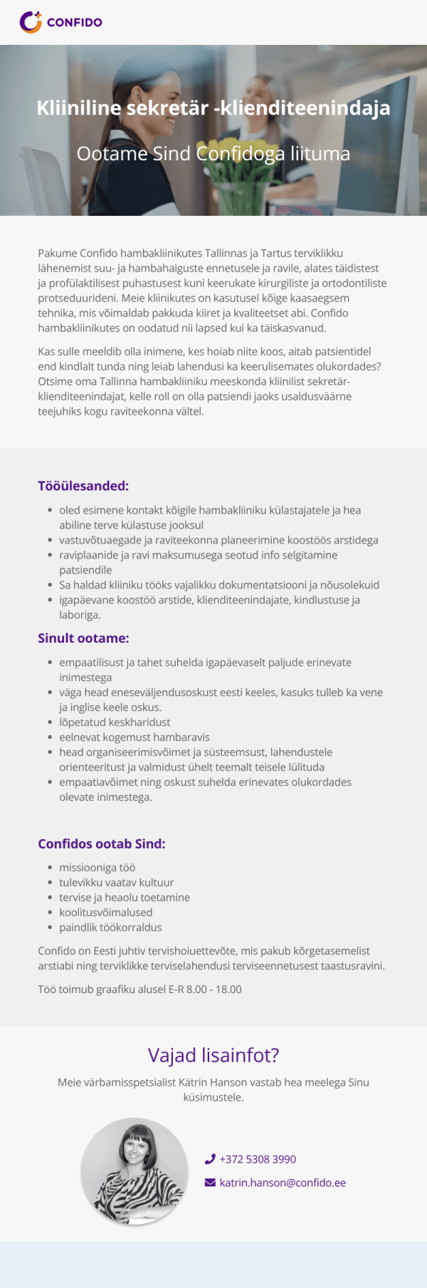 Kliiniline sekretär-klienditeenindaja