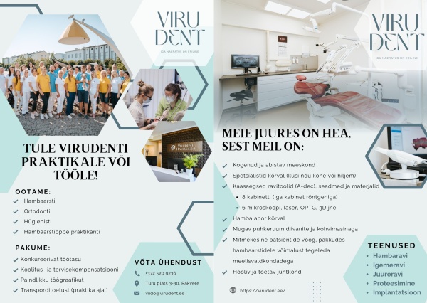 Tule Virudenti praktikale või tööle!