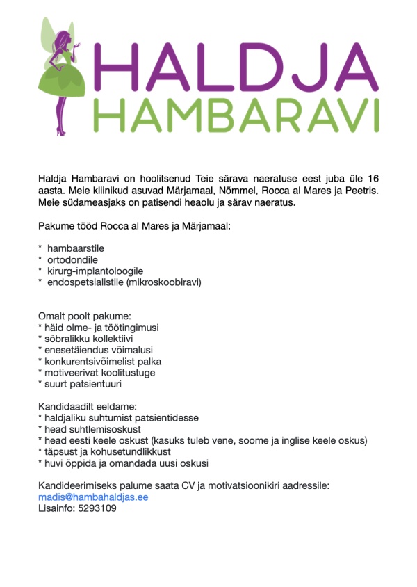 Pakume tööd hambaarstile Rocca Al Mares