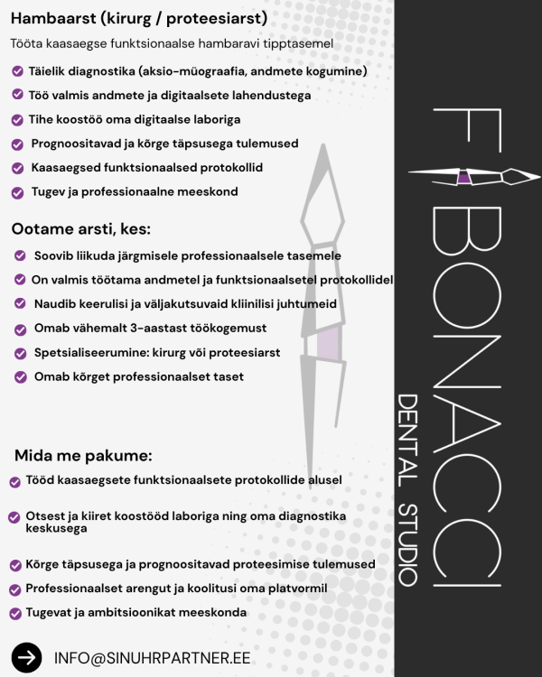 Fibonacci dental studio otsib hambaarsti Fibonacci dental studio otsib hambaarsti